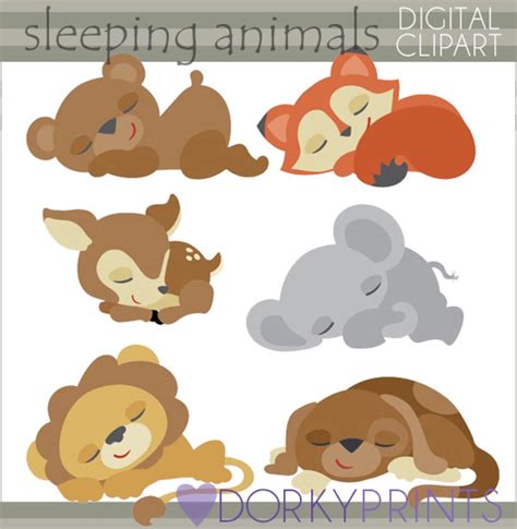 Sleeping Animals Clip Art Set personal and Limited Commercial Use Cute ...