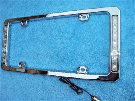 License Plate Frame White LED Backup Lights Hot Rod Streetrod Rat Rod