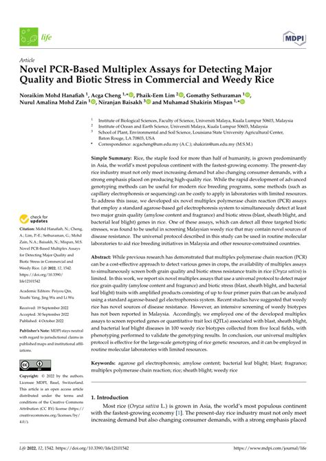 PDF Novel PCR Based Multiplex Assays For Detecting Major Quality And