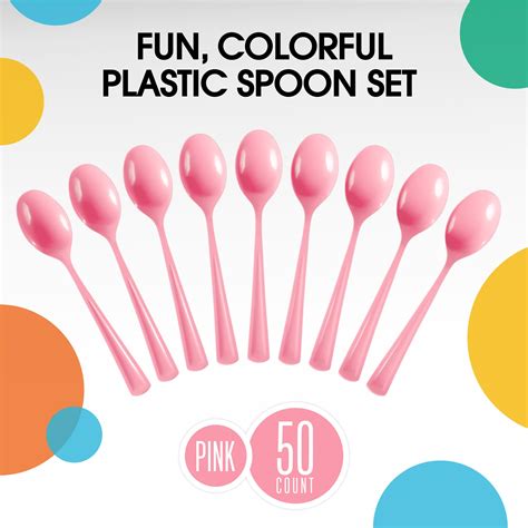 Pink Plastic Spoons 50 Count