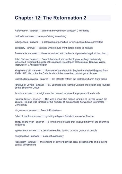 Chapter 12 Questions and Answers 100% correct 2023 - Reformation