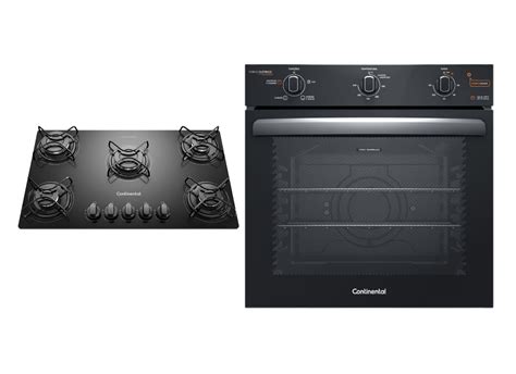 Cooktop 5 Bocas Continental A Gás De Vidro Temperado Preto Forno De