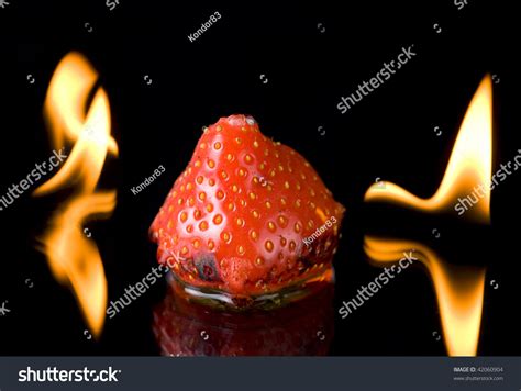 Burning Strawberry Flames Really Strange Thing Stock Photo 42060904 ...