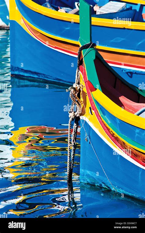 Traditional Maltese Fishing Boats Marsaxlokk Malta Stock Photo Alamy