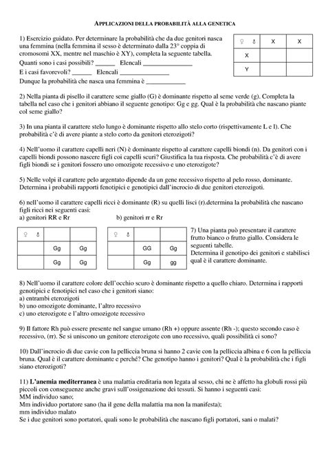 Applicazioni Della Probabilitu E Alla Genetica Applicazioni Della