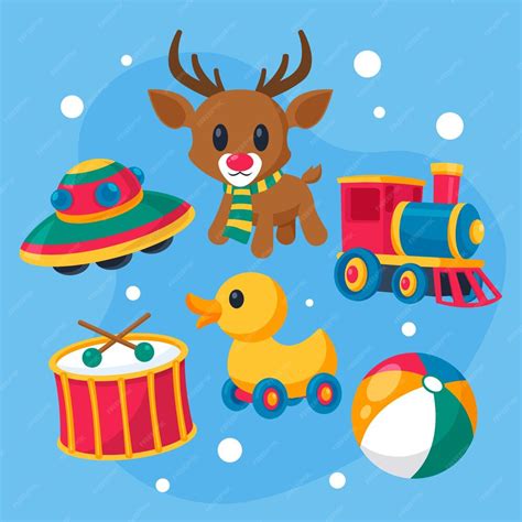 Free Vector Hand Drawn Flat Christmas Toys Collection