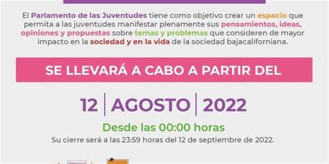 Congreso De Bc Convoca Al Vi Parlamento De Las Juventudes Del 12 De Agosto Al 12 De Septiembre