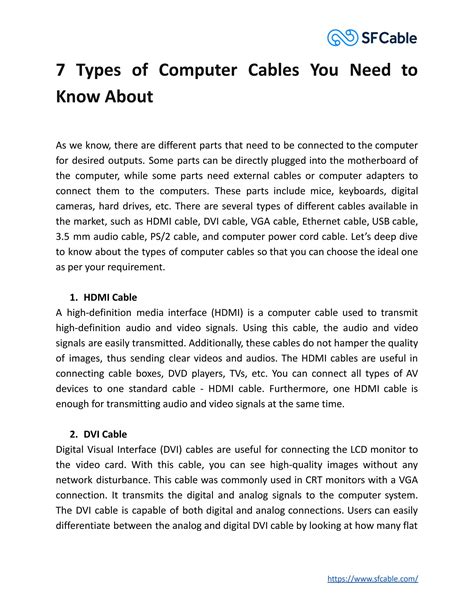 7 Types of Computer Cables You Need to Know About by Sf Cable, Inc - Issuu