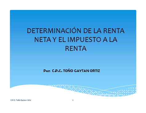 Pdf DeterminaciÓn De La Renta Neta Y El Impuesto A La Renta