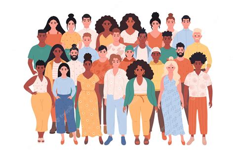 Premium Vector Crowd Of Different People Of Different Races Body