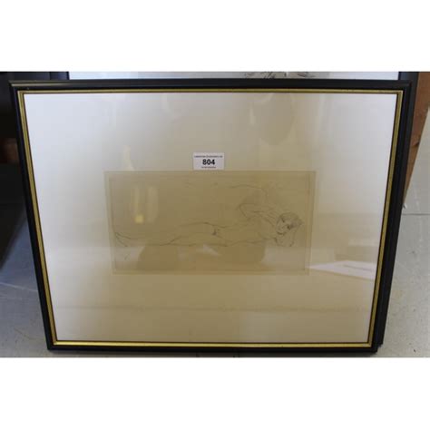 Etching Study Of A Reclining Female Nude Unsigned X Cm Framed