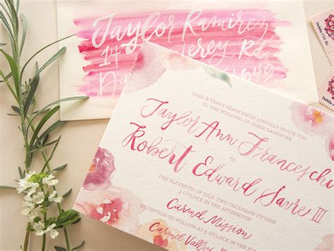 Pink Floral Watercolor Wedding Invitations