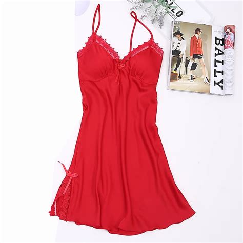 Alcinhas Sexy Vestido De Dormir Lingerie Mulheres Sólidos Camisola De