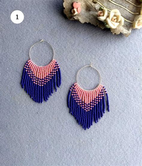 Hoop Seed Bead Fringe Earrings For Women Etsy In 2021 Diy Beaded