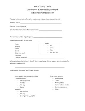 Fillable Online Seattleymca Intake Form YMCA Of Greater Seattle