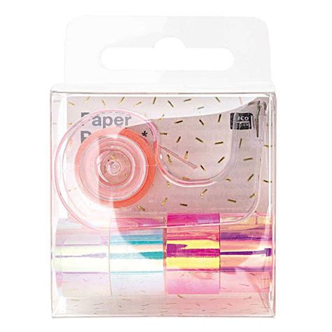 5 Mini Masking Tapes Iridescent Miroir Blanc Et Rose 1 2 Cm X 1 8 M