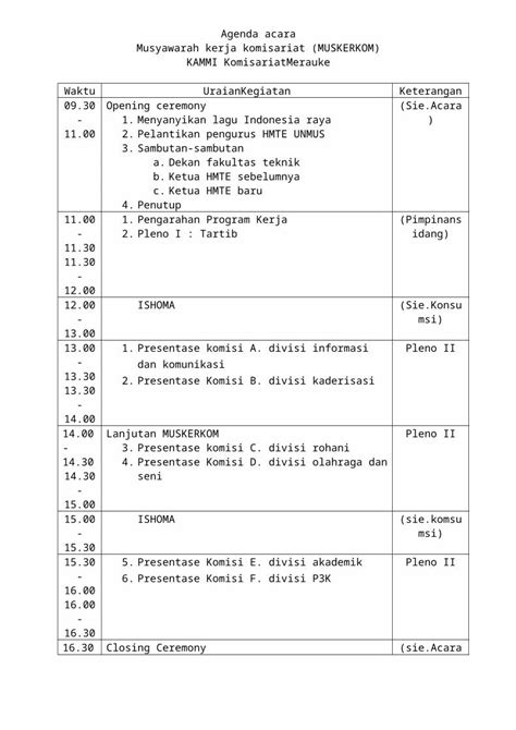 Docx Agenda Acara Muskerkom Kammi Dokumentips