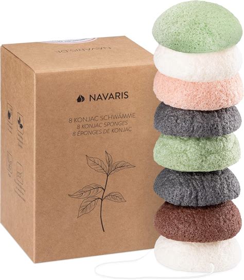 Navaris Set 8x Spugne Konjac Viso Corpo Spugnette Naturali Viso