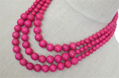 Hot Pink Necklace Magenta Necklace Dark Pink Necklace Etsy