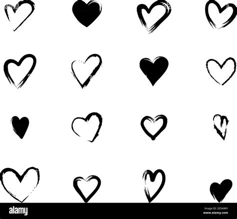 Conjunto De Corazones Negros De Diferentes Formas Dibujadas A Mano Imagen Vector De Stock Alamy