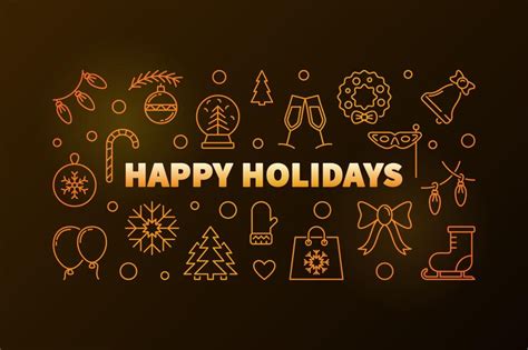 Premium Vector | Happy holidays horizontal vector golden banner or ...