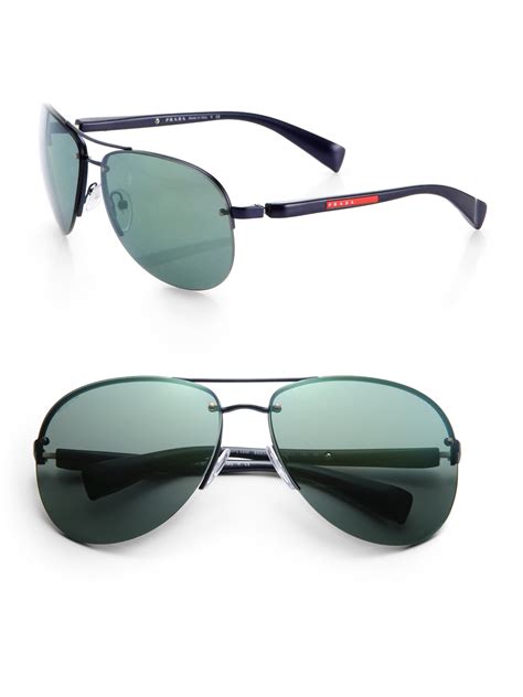 Prada Oversized Aviator Sunglasses in Blue for Men - Lyst