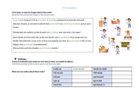 Ma Routine Reflexive Verbs Teaching Resources