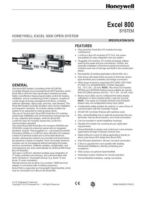 Pdf Excel Honeywell Excel System Honeywell Controller