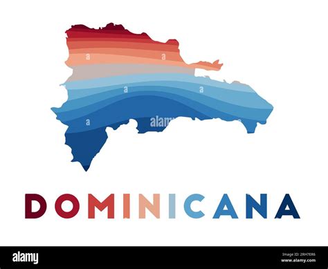 Dominicana Map Map Of The Country With Beautiful Geometric Waves In Red Blue Colors Vivid