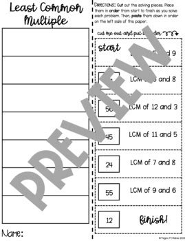 Cut Order Paste PRINT AND GO Math Activities GCF And LCM TpT