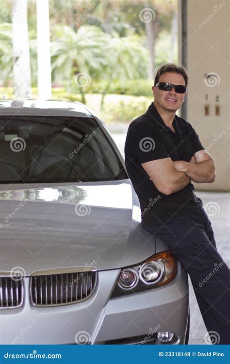 Smiling Man Next To New Car Stock Photo Image Of Strong Happiness