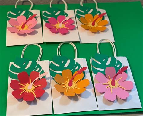 Hawaiian Theme Favor Bags Treat Bags Party Favor Bags Hibiscus Etsy