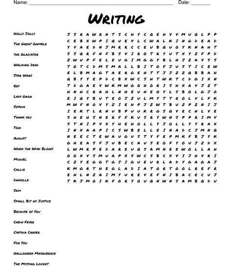 Writing Word Search Wordmint