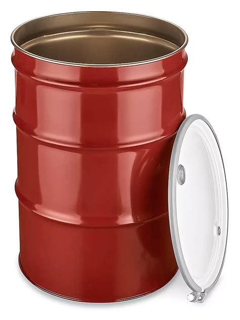 Steel Drum With Lid 55 Gallon Open Top Unlined Red S 10758r Uline