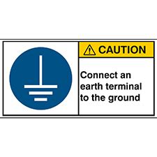 Iso Safety Sign Connect An Earth Terminal To The Ground Brady Part