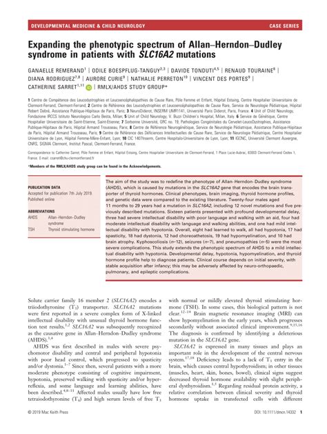 PDF Expanding The Phenotypic Spectrum Of AllanHerndonDudley