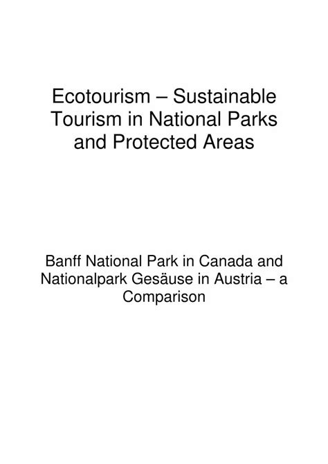 Pdf Ecotourism Sustainable Tourism In National Parks And Bsc