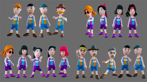 Cartoon Characters Sports Team - 3D Model by 7ka