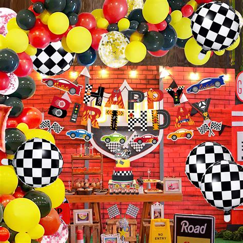 Pieces Race Car Party Decorations Set With Happy Birthday Balloon