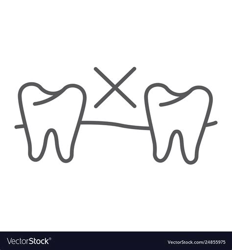 No Tooth Thin Line Icon Mouth And Dental Missing Vector Image