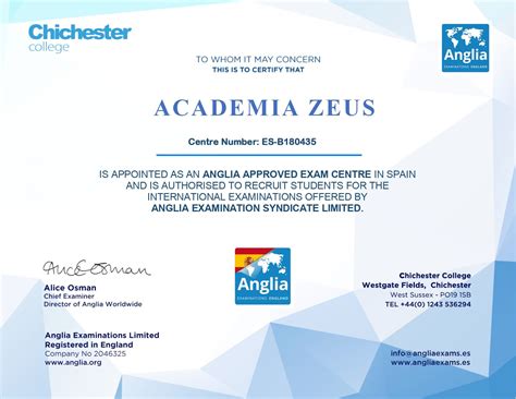 Certificado Oficial de Inglés Centro Afiliado a Centro Examinador