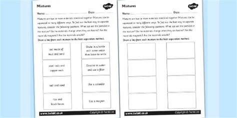 Mixtures Worksheet Teacher Made