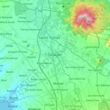 Tanauan topographic map, elevation, terrain