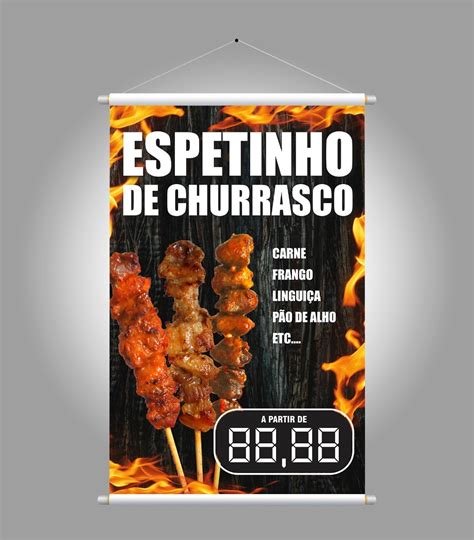 Banner Espetinho De Churrasco 65x100 Lona Mercado Livre