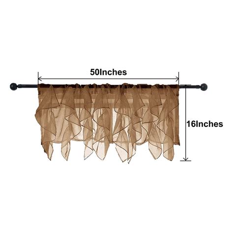 "PearAge Ruffled Voile Semi Sheer, Kitchen Window Curtain Valance, 50 ...