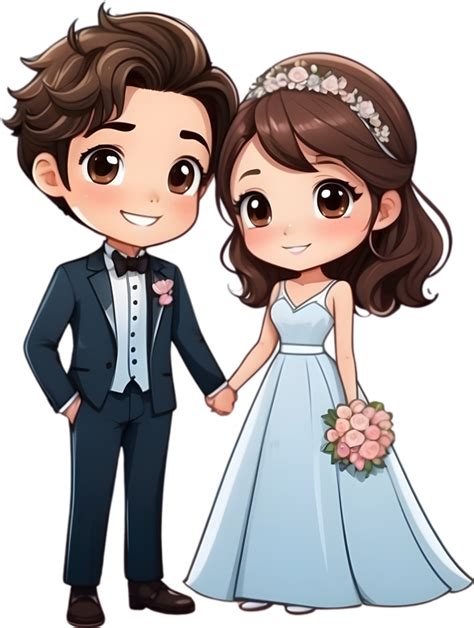 AI generated cartoon wedding couple, wedding clipart, wedding clipart ...