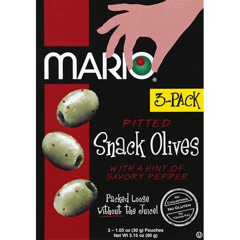 Mario Olives Snack Pitted With A Hint Of Savory Pepper 3 Pack 3 Each Delivery Or Pickup