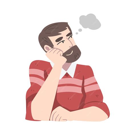 Premium Vector Dreaming Man With Beard Fantasizing Imagining