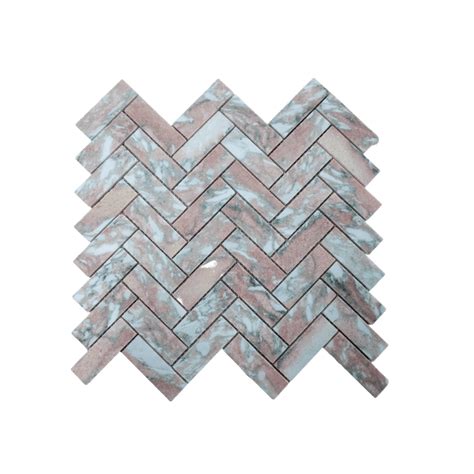 Artemis Norwegian Pink Small Herringbone Honed Mosaic The Tile Collective