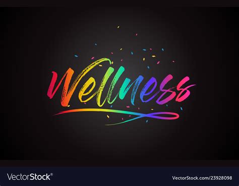 Wellness Word Text With Handwritten Rainbow Vector Image